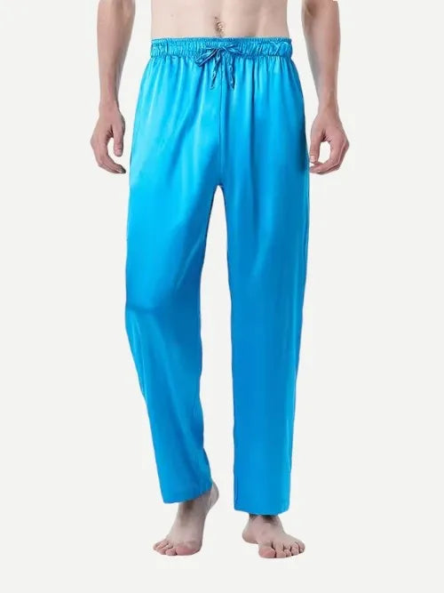 Wholesale Men's Pajama Pants Solid Color Ice Silk Home Wear Silk Pants