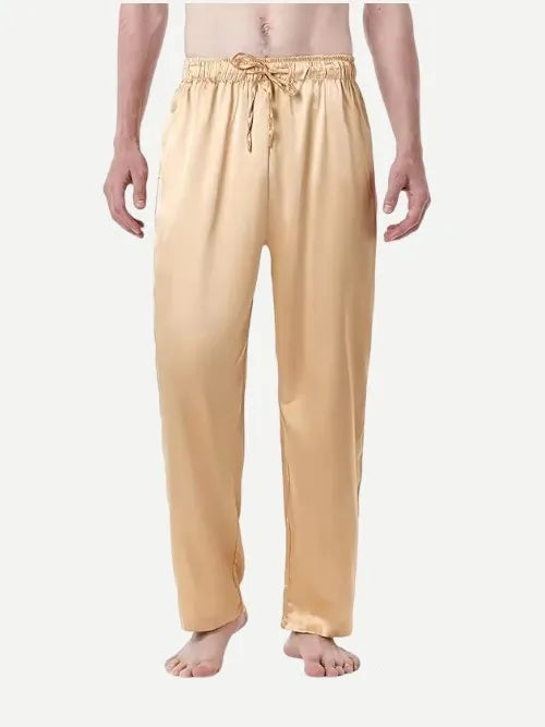 Wholesale Men's Pajama Pants Solid Color Ice Silk Home Wear Silk Pants