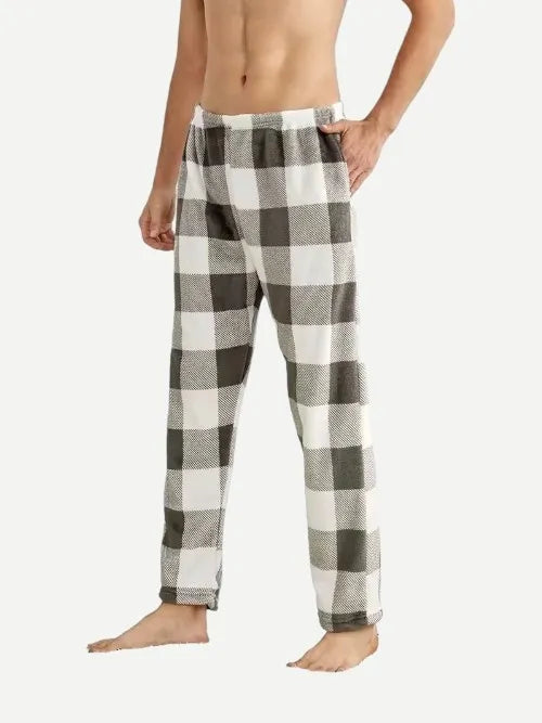 Mens Buffalo Plaid Print Cotton Pyjamas Flannel Man's Lounge Pants