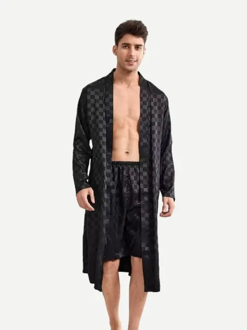 Wholesale Custom Silk Men Bath Robes&Shorts Luxury Satin Men's Robe