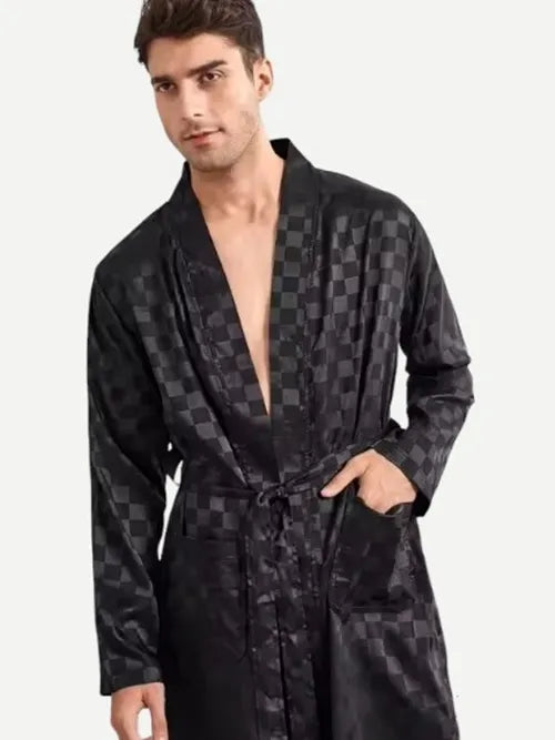 Wholesale Custom Silk Men Bath Robes&Shorts Luxury Satin Men's Robe