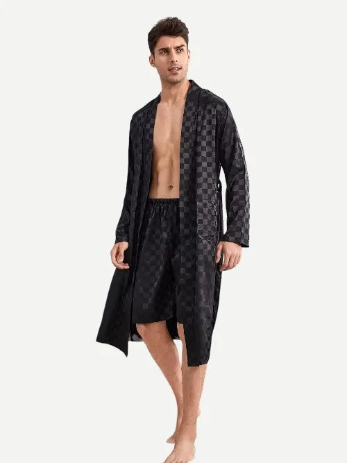 Wholesale Custom Silk Men Bath Robes&Shorts Luxury Satin Men's Robe