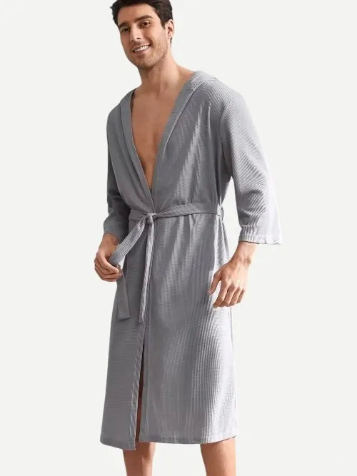 Custom Bath Robe OEM Waffle Spa Bath Robe Solid Men Robes