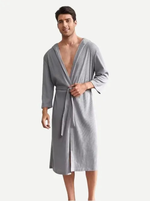 Custom Bath Robe OEM Waffle Spa Bath Robe Solid Men Robes