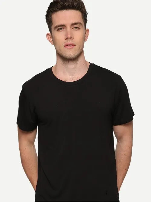 Wholesale Custom Men's Shirts Black Blank Bamboo T-shirt