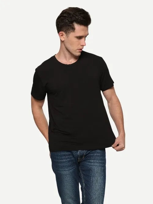 Wholesale Custom Men's Shirts Black Blank Bamboo T-shirt