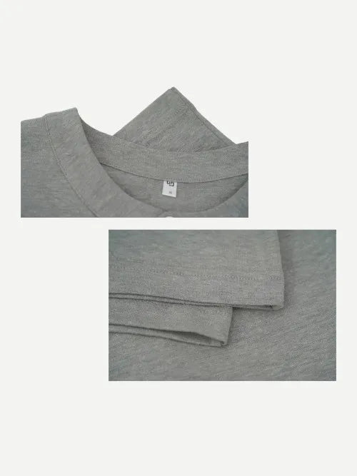 Bulk Men Grey Cotton Hemp Shirt-2214980116