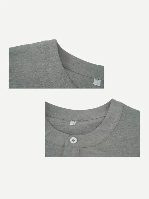 Bulk Men Grey Cotton Hemp Shirt-2214980116