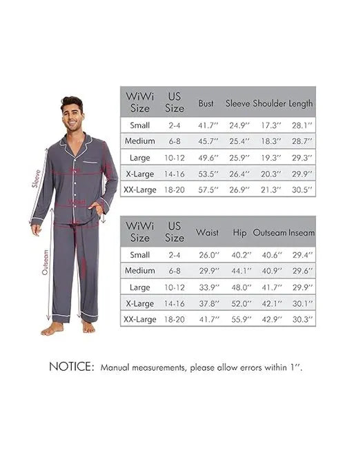 Wholesale Men's Bamboo Viscose Pajama Sets Long Sleeve Loungewear Pjs