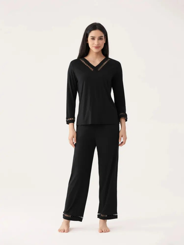 Customized modal pajama set with private brand label, bespoke nightwear manufacturing for retailers.