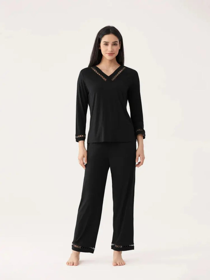 Customized modal pajama set with private brand label, bespoke nightwear manufacturing for retailers.
