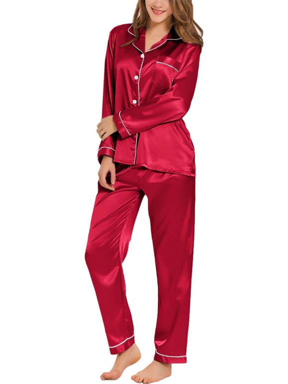 Women satin pajama set private label OEM sleepwear