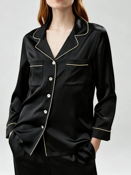 Ladies silk pajamas wholesale luxury sleepwear set