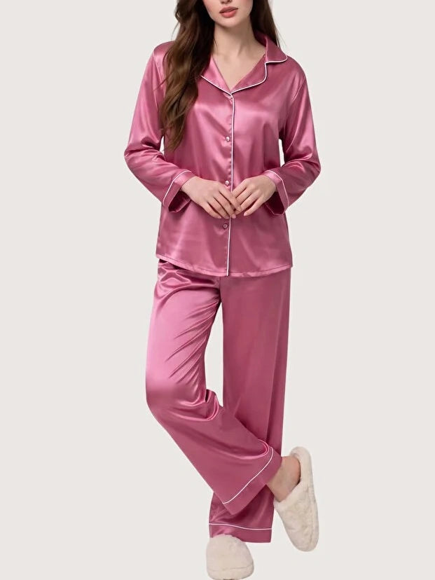Satin women's pajama set for bulk wholesale sleepwear