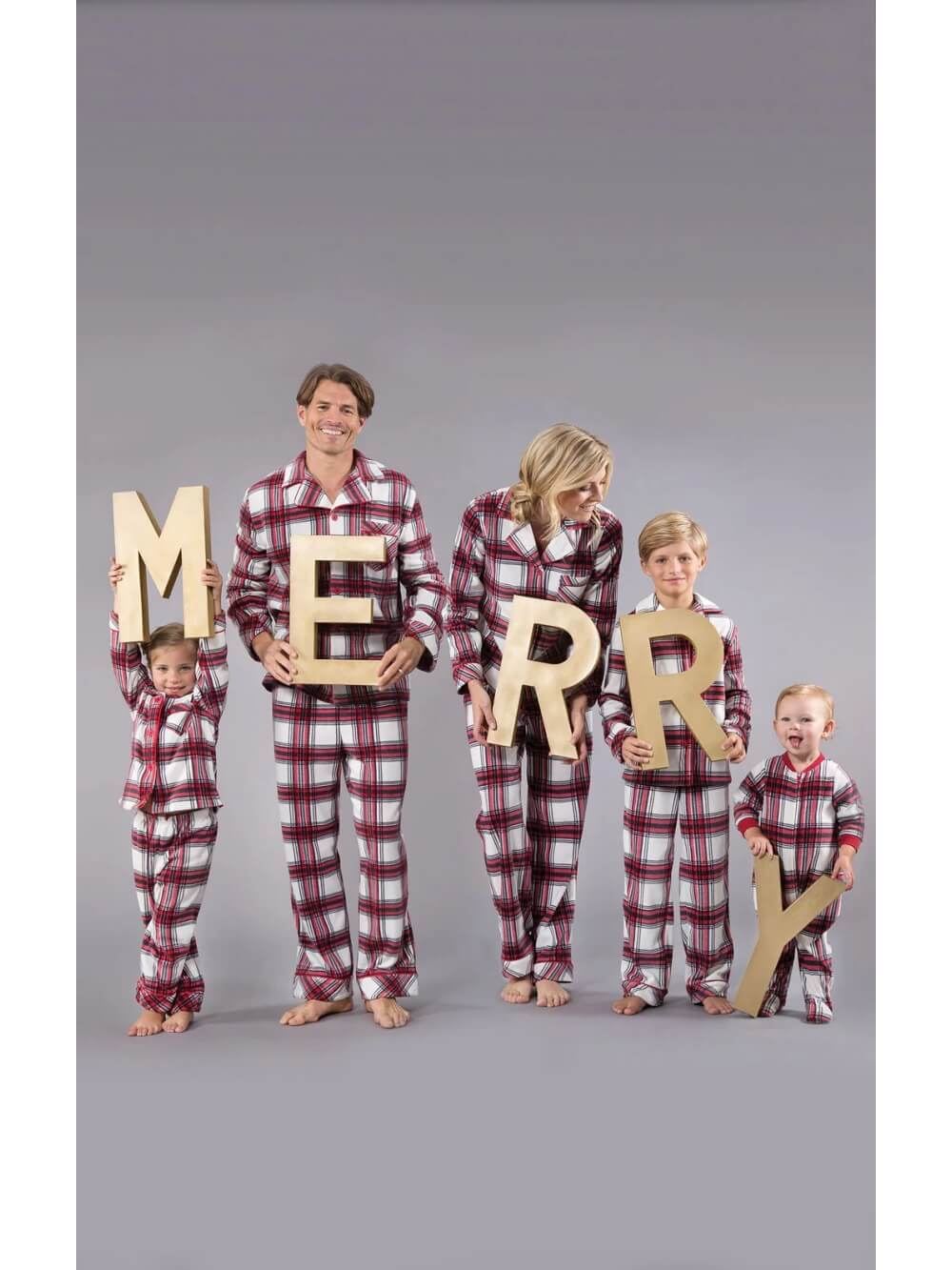 Custom Wholesale Plaid Fleece Matching Family Pajamas