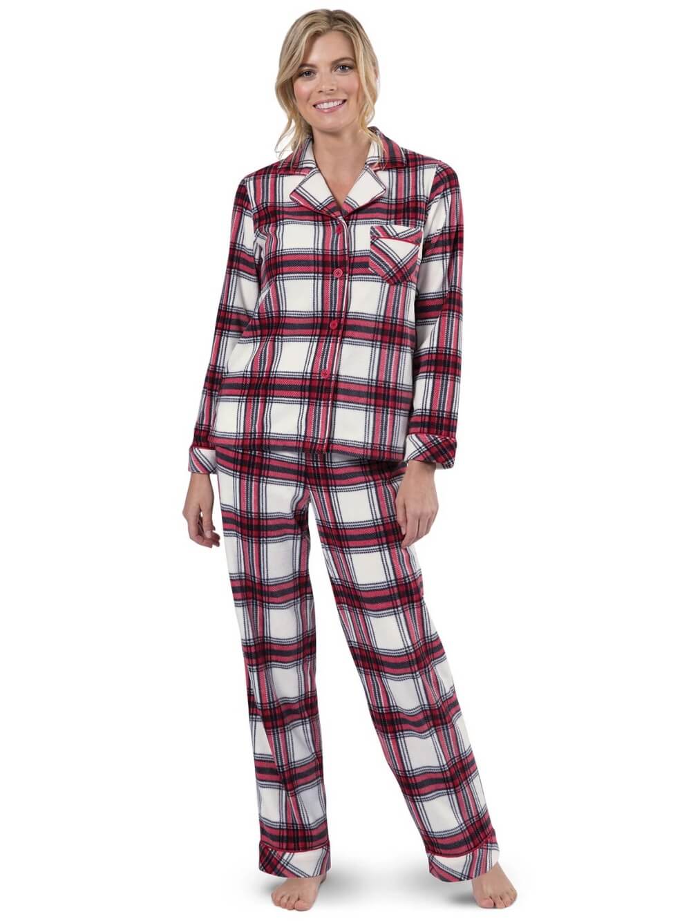 Custom Wholesale Plaid Fleece Matching Family Pajamas