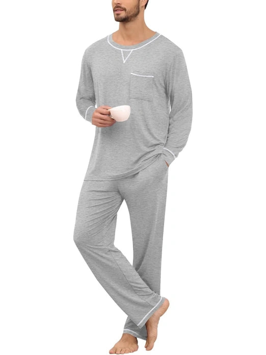 Wholesale Mens Pajamas Set Modal Long Sleeve Sleepwear 