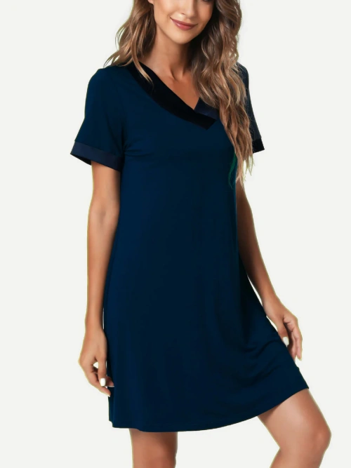 Bamboo Soft Half Short Sleeve Sleepwear Nightgown For Women