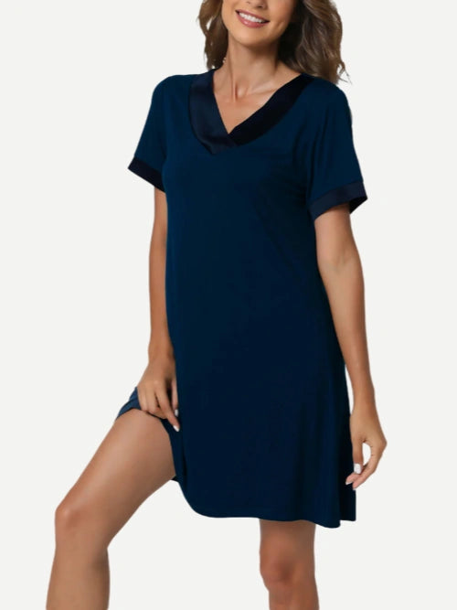 Bamboo Soft Half Short Sleeve Sleepwear Nightgown For Women