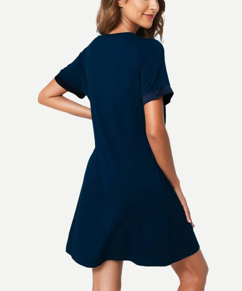 Bamboo Soft Half Short Sleeve Sleepwear Nightgown For Women