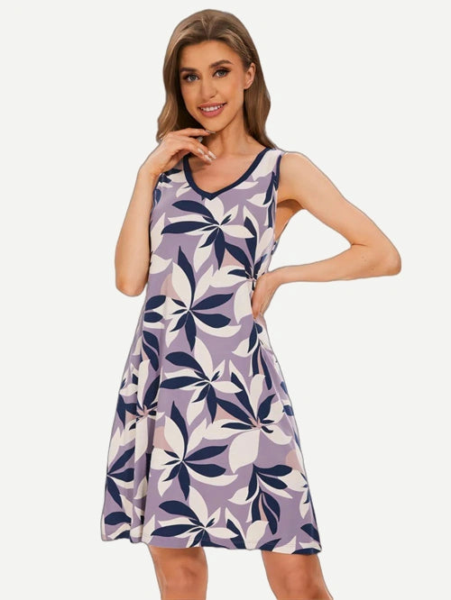 Custom Casual Floral Sleeveless Lounge Dress For Women