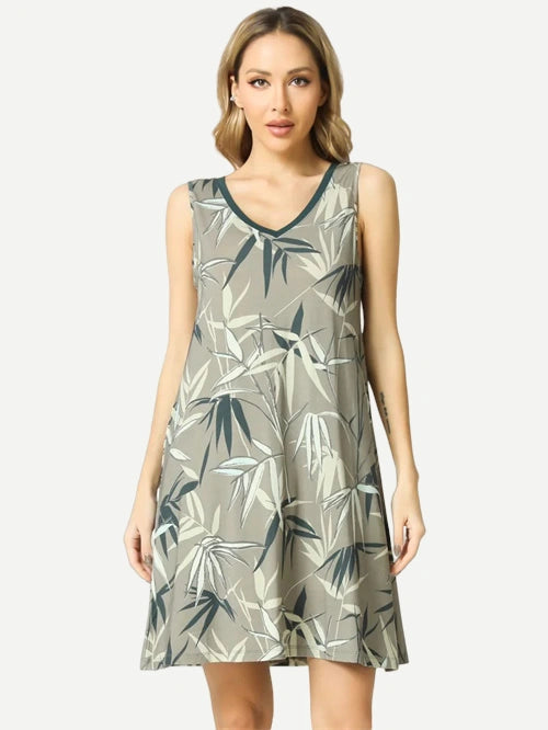 Custom Casual Floral Sleeveless Lounge Dress For Women