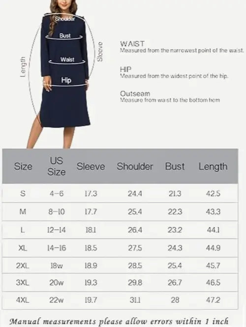 Long Sleeve Nightgowns For Women Night Shirt Sleepwear Bulk