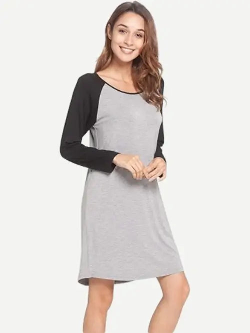 Custom Women's Nightshirt Long Reglan Sleeve Pajama Dress