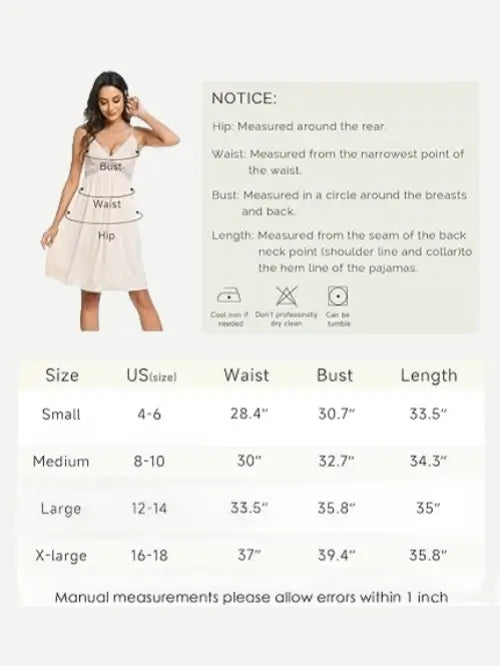 OEM Women V-Neck Full Slip Nightdress Lace Sleepwear