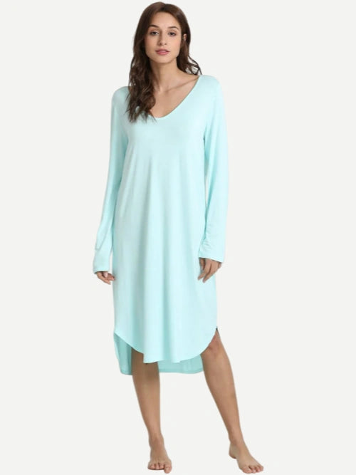 Custom Bamboo U-Neck Long Night Dress Nighty Women