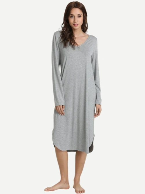 Custom Bamboo U-Neck Long Night Dress Nighty Women