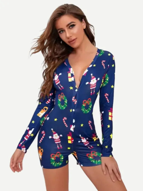 Christmas Custom Print Women Onesie Jumpsuit Wholesale