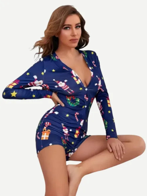 Christmas Custom Print Women Onesie Jumpsuit Wholesale