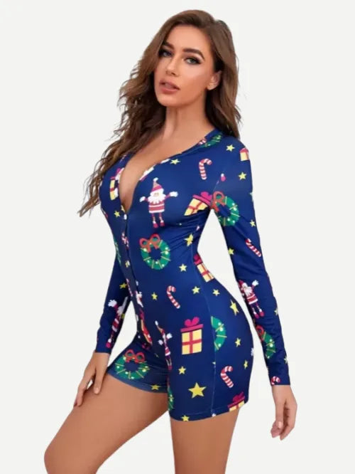 Christmas Custom Print Women Onesie Jumpsuit Wholesale