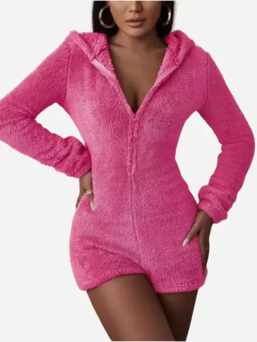 Long Sleeve Short Pants Soft Fleece Adult Onesie For Women