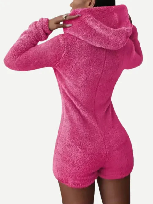 Long Sleeve Short Pants Soft Fleece Adult Onesie For Women