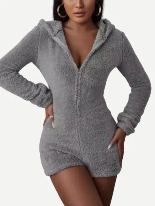 Long Sleeve Short Pants Soft Fleece Adult Onesie For Women